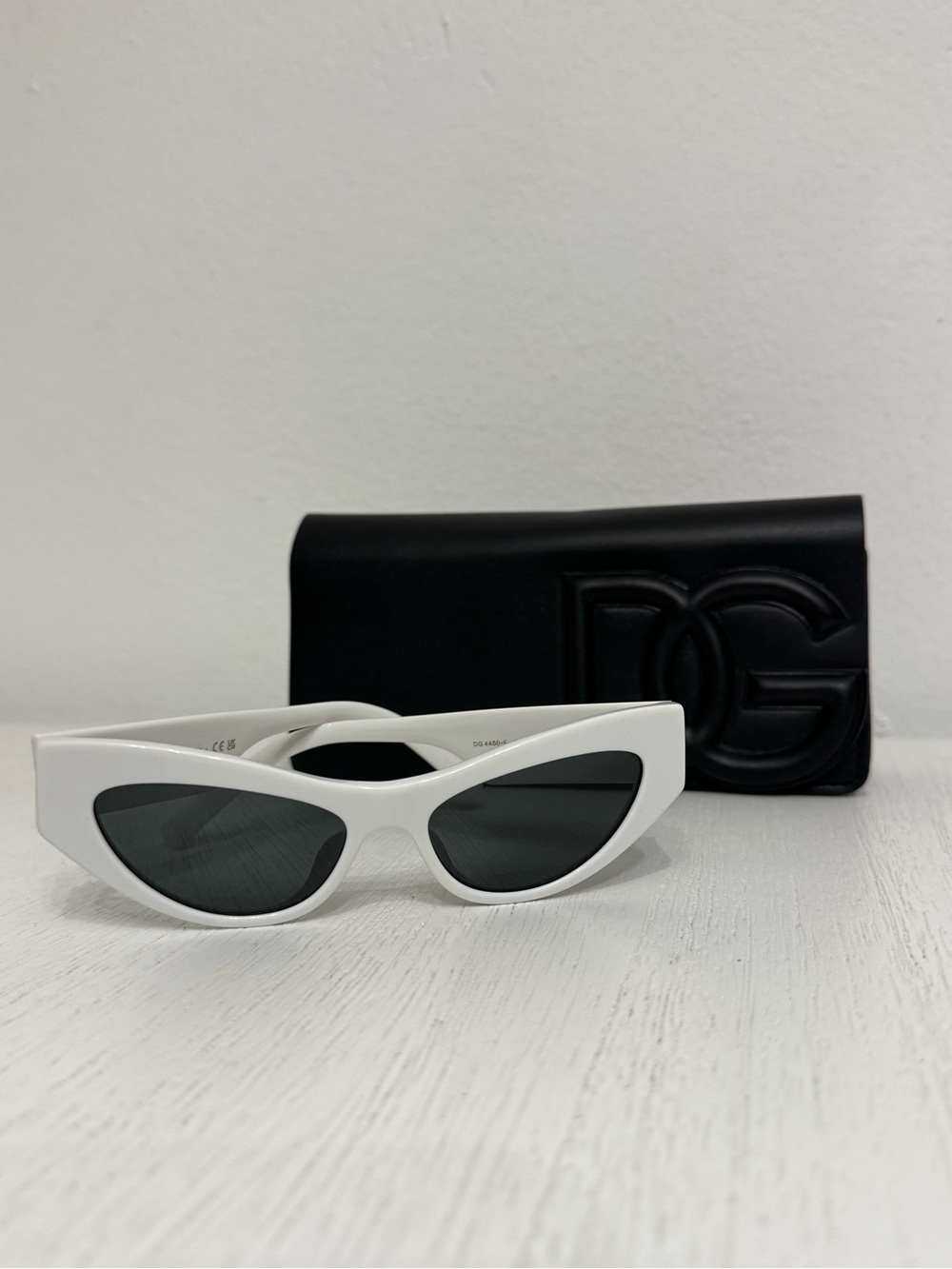 Dolce & Gabbana White Cat-Eye Sunglasses with Black Lenses
